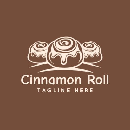 Delightful Brown Cinnamon Roll Treats with Icing Logo Template