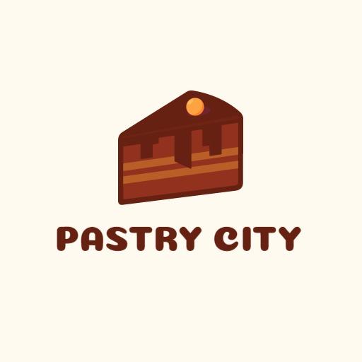 Delightful Brown Pastry City Cartoon Logo Template
