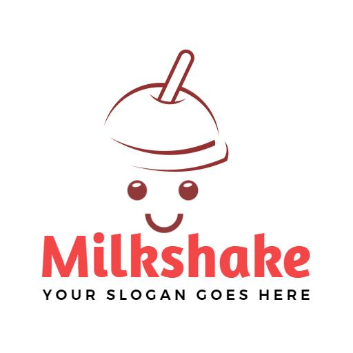 Delightful Cartoon Milkshake Design with Smiley Face Logo Template