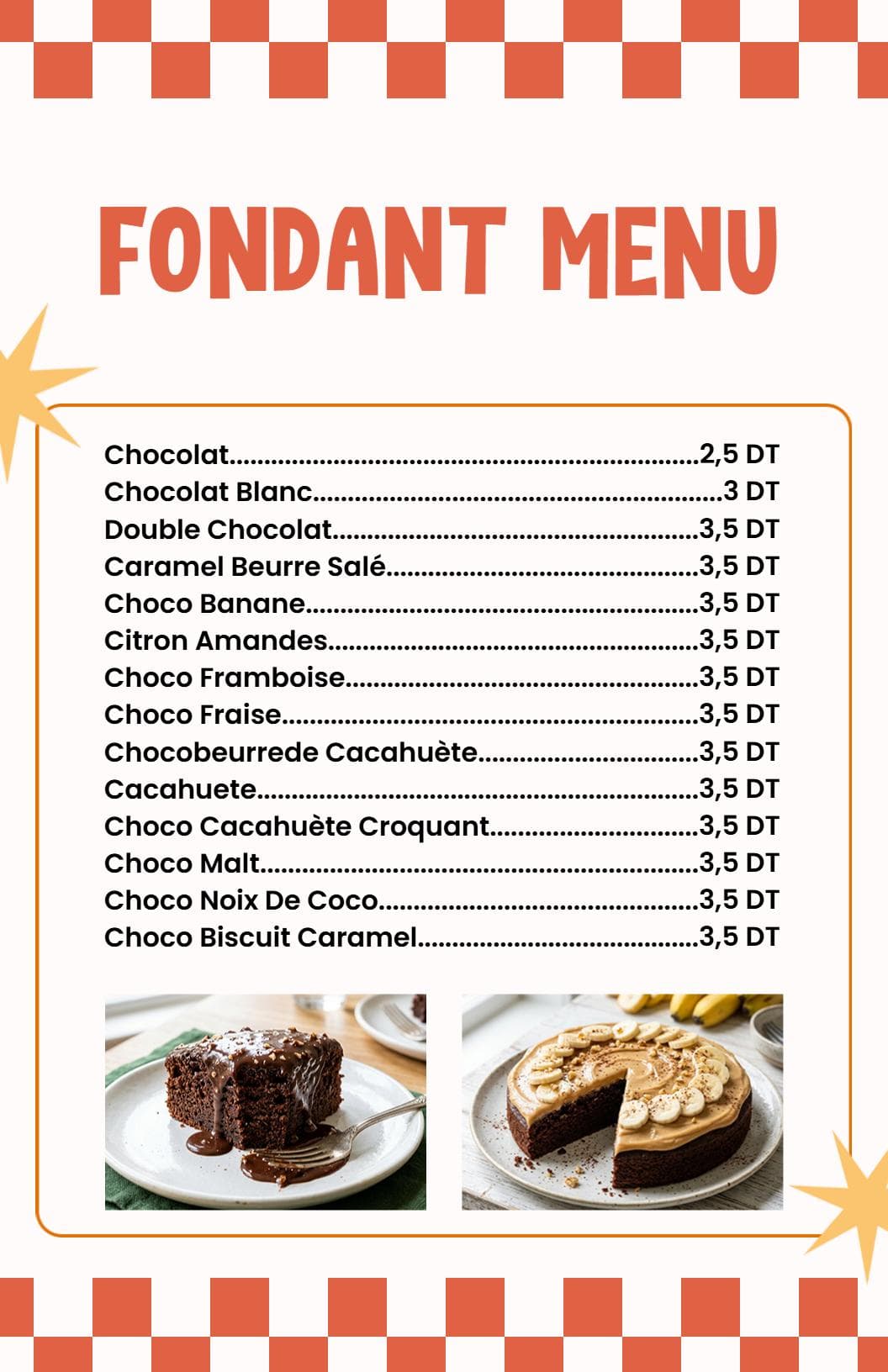 Delightful Chocolate and Fruit Inspired Cake Selections Cake Menu Template