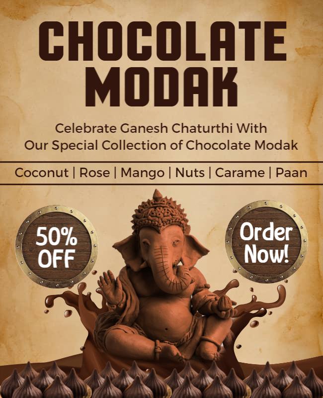 Delightful Chocolate Modak Festival Celebration Poster Template