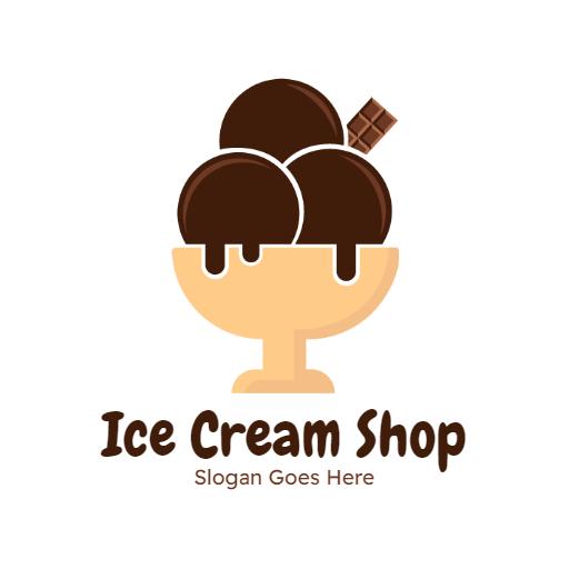 Delightful Chocolate Scoops in a Beautiful Bowl Ice Cream Logo Template