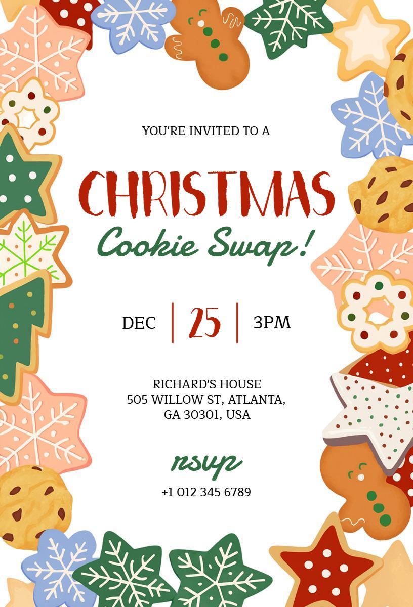 Delightful Christmas Cookie Swap Gathering Invitation Template