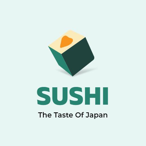 Delightful Cube Representation of Fresh Sushi Cuisine Logo Template