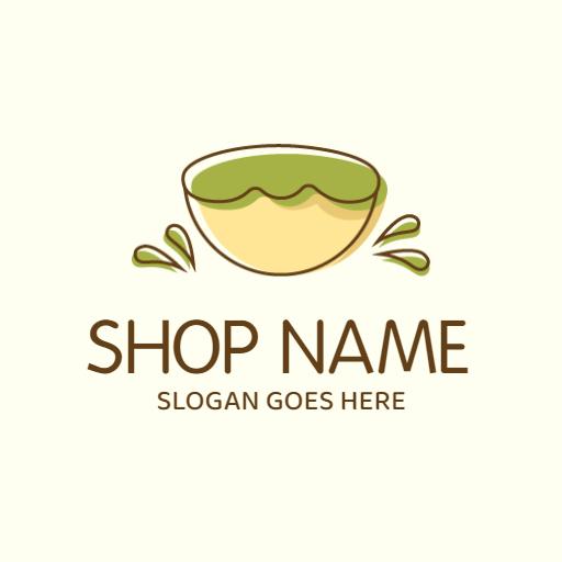Delightful Green Pukis Dessert Bowl with Splash Elements Logo Template