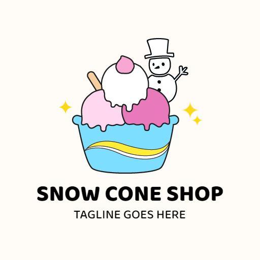 Delightful Ice Cream Bowl with Charming Snow Cone Logo Template