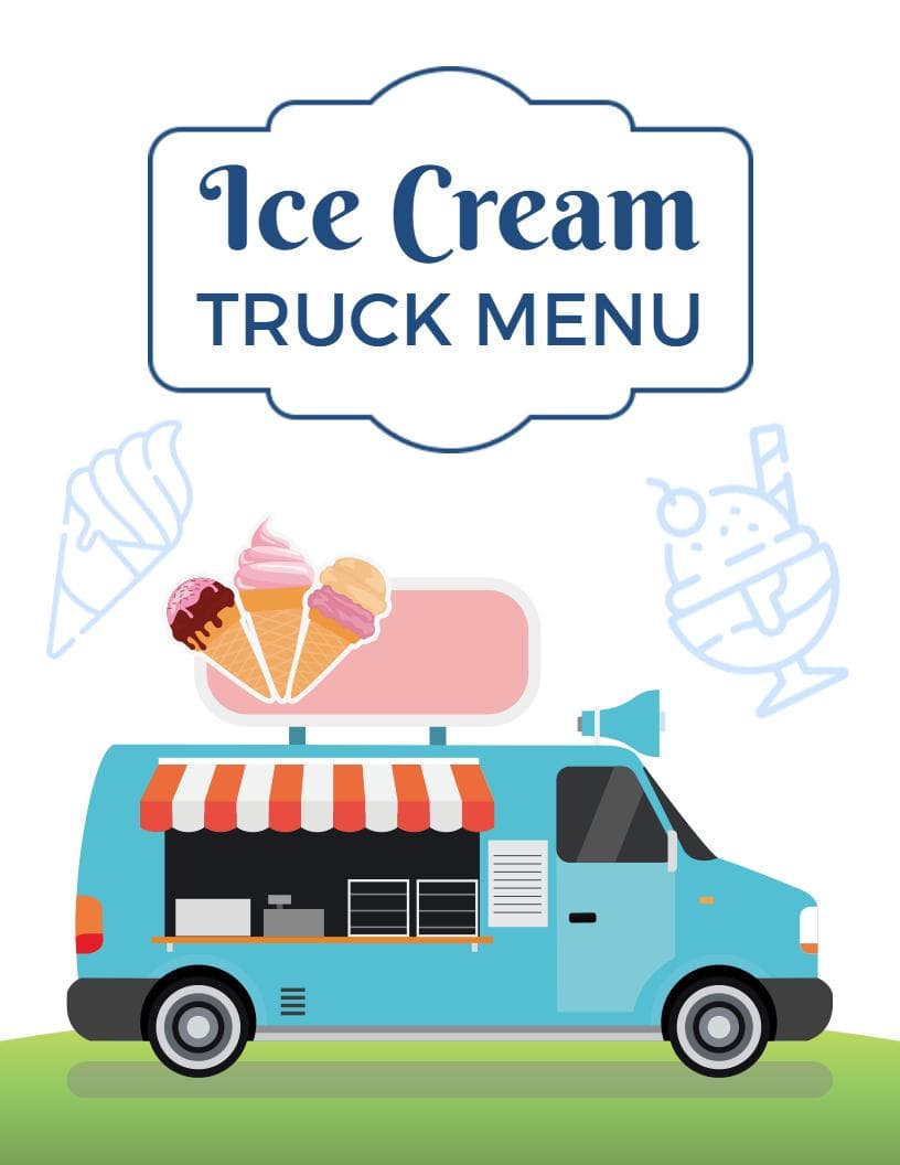 Delightful Ice Cream Flavors and Toppings Food Truck Menu Template
