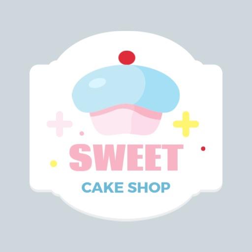 Delightful Light Blue and Pink Cupcake Icon for Cake Logo Template