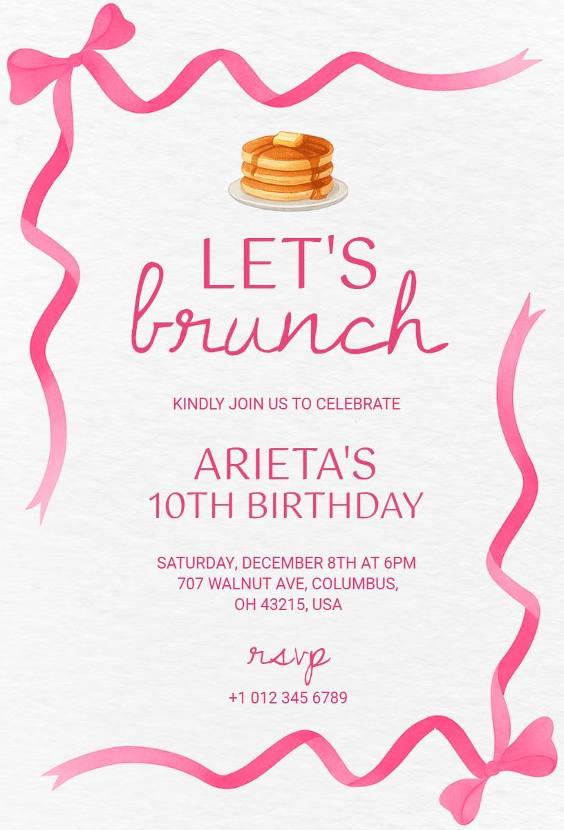 Delightful Pancake Birthday Brunch Celebration Invitation Template