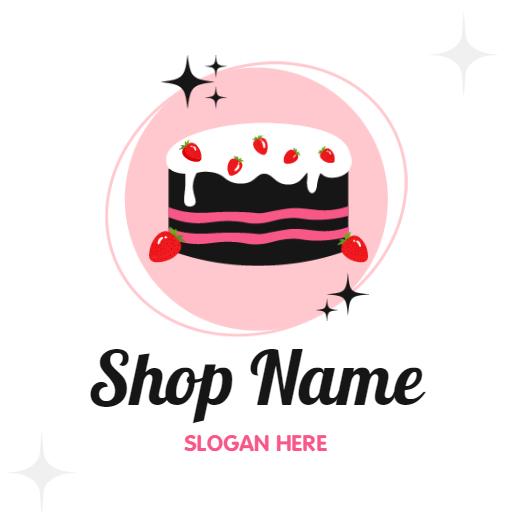 Delightful Pink and Black Cake Design for Bakery Logo Template