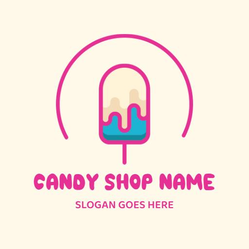 Delightful Pink and Blue Ice Cream Treat for Candy Logo Template