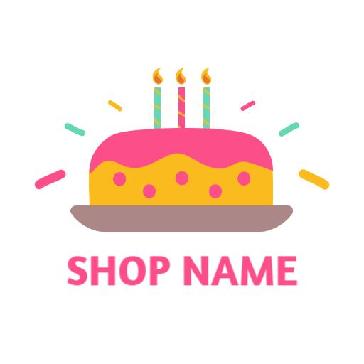 Delightful Pink and Yellow Birthday Cake Celebration Logo Template