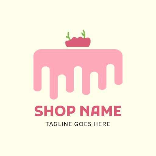 Delightful Pink Cake Dripping with Sweet Toppings Logo Template