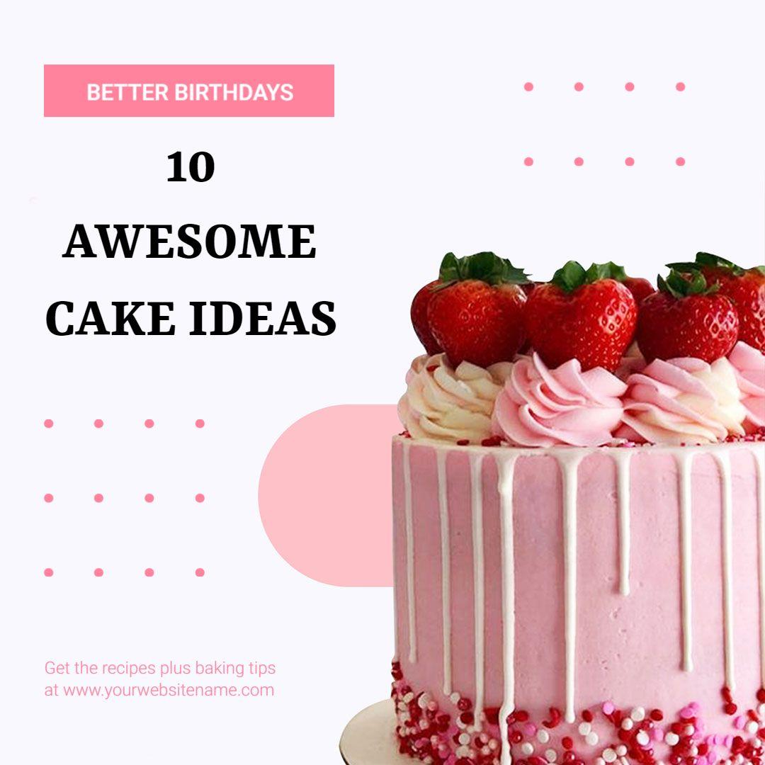 Delightful Pink Cake Ideas for Birthday Celebrations Ad Template