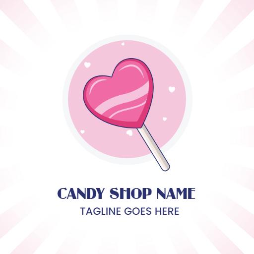 Delightful Pink Heart Lollipop Design for Candy Logo Template