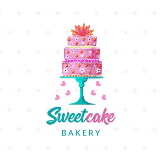 Delightful Pink Layered Cake Represents Sweet Bakery Logo Template