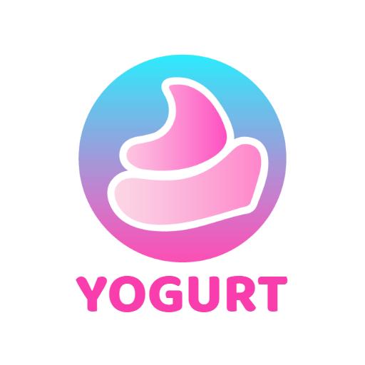 Delightful Pink Yogurt Swirl in a Blue Circle Logo Template