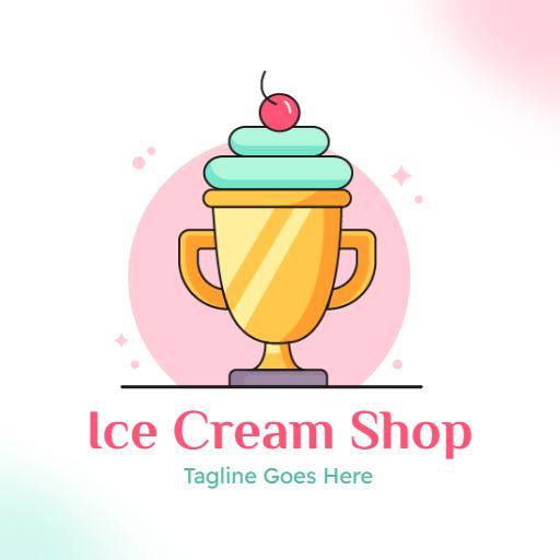 Delightful Trophy Design Representing Ice Cream Shop Logo Template