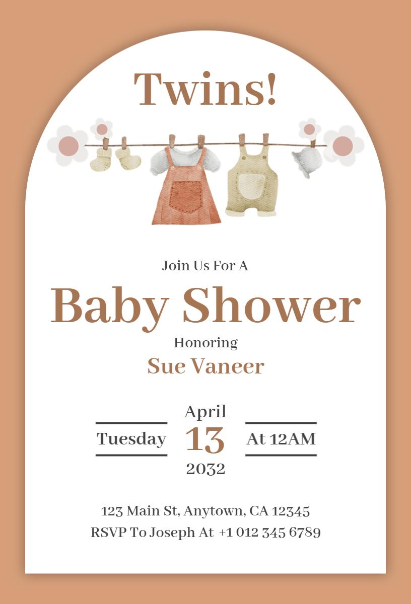 Delightful Twins Baby Shower Celebration Invitation Template