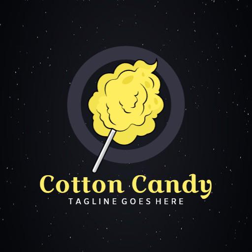 Delightful Yellow Cotton Candy Design Capturing Sweet Moments Logo Template
