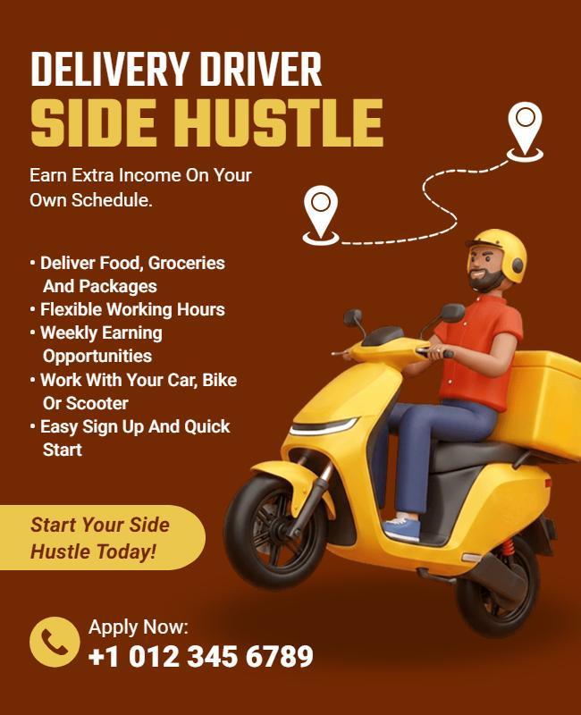 Delivery Driver Side Hustle Job Opportunity Flyer Template
