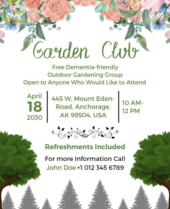 Dementia Friendly Outdoor Gardening Event Flyer Template