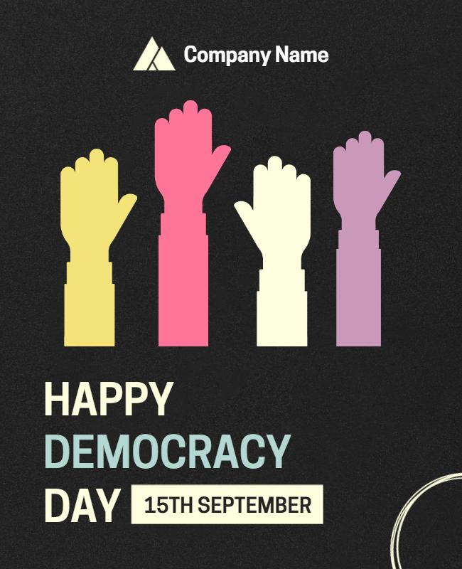 Colorful Hand Graphics for Democracy Day Flyer Template