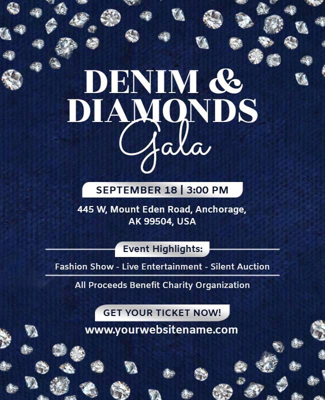 Denim and Diamonds Gala Charity Event Flyer Template