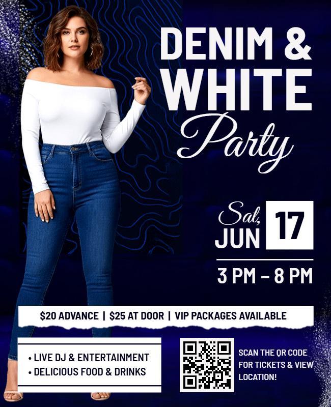 Denim and White Party Event Flyer Template