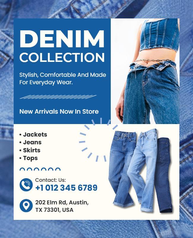 Denim Clothing Collection Promotional Flyer Template