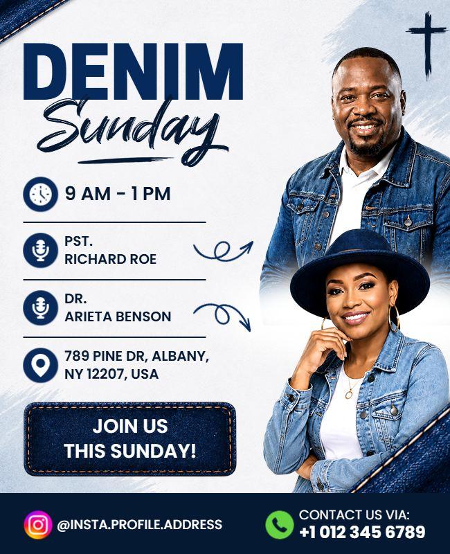 Denim Sunday Church Event Flyer Template