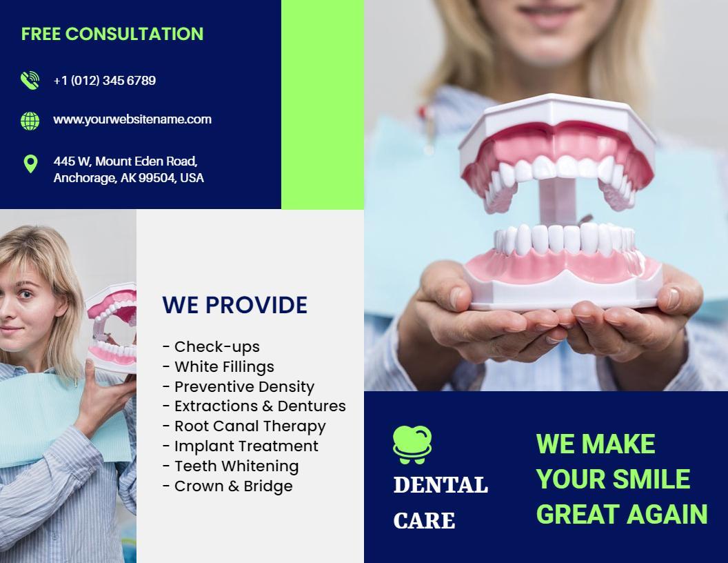 Dental Care Services and Consultation HealthCare Brochure Template