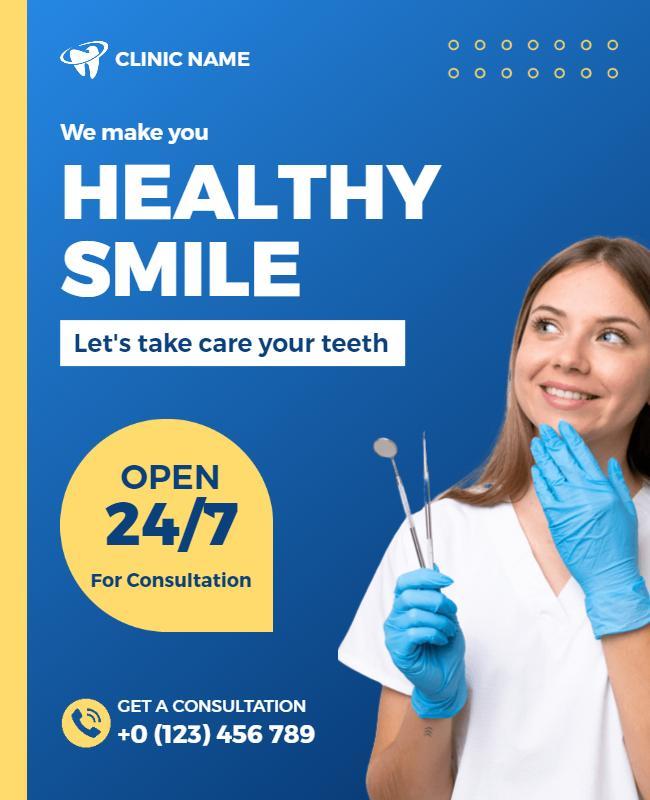 Dental Clinic Healthy Smile Promotion Flyer Template