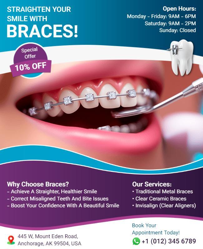 Dental Orthodontic Braces Promotion Flyer Template