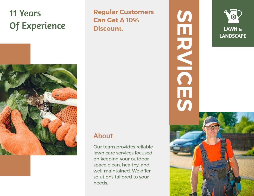 Dependable Lawn Care Services and Experience Brochure Template