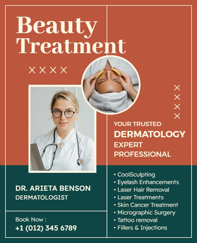 Dermatology Beauty Treatment Services Flyer Template