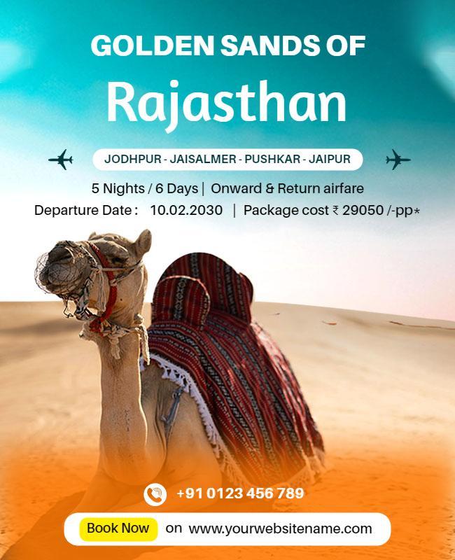 Desert Adventure Travel Experience in Rajasthan Poster Template