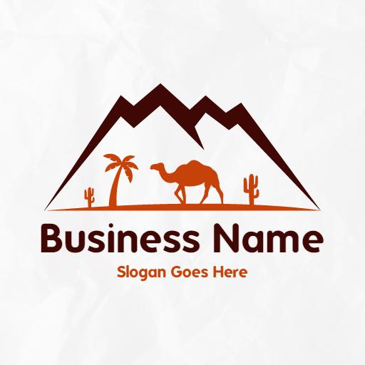 Desert Landscape with Cactus and Camel Adventure Logo Template
