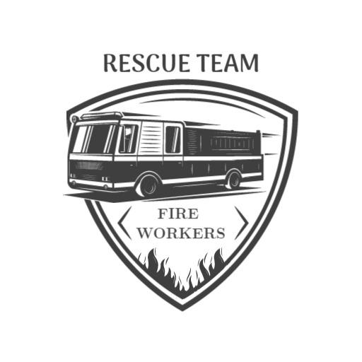 Detailed Sketch of Fire Truck Representing Rescue Team Logo Template
