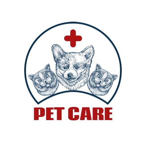 Detailed Sketch of Happy Pets for Professional Pet Care Logo Template