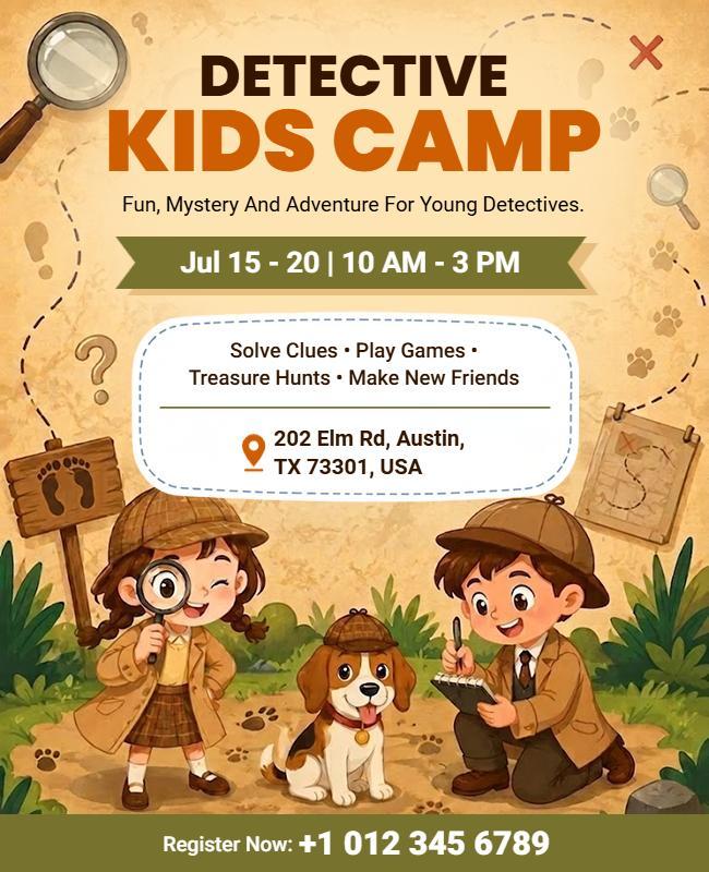 Detective Kids Camp Flyer Template