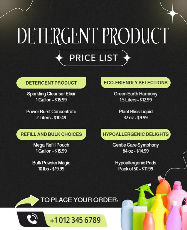 Detergent Product Price List Flyer Template