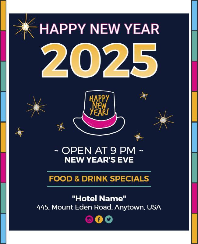 Dew and Twilight Blue New Year Flyer Template