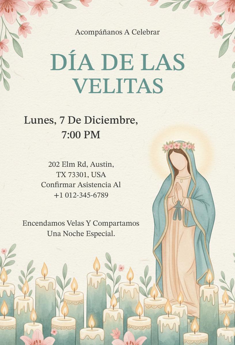 Día de las Velitas Church Celebration Invitation Template