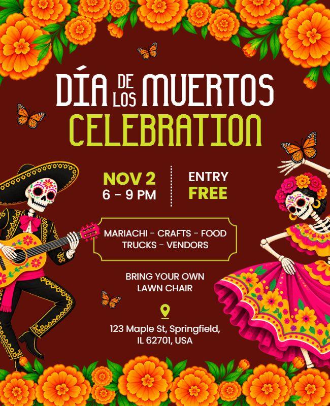 Dia De Los Muertos Celebration Event Flyer Template