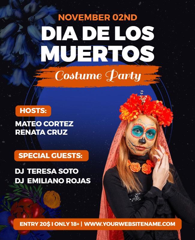 Dia De Los Muertos Costume Party Flyer Template