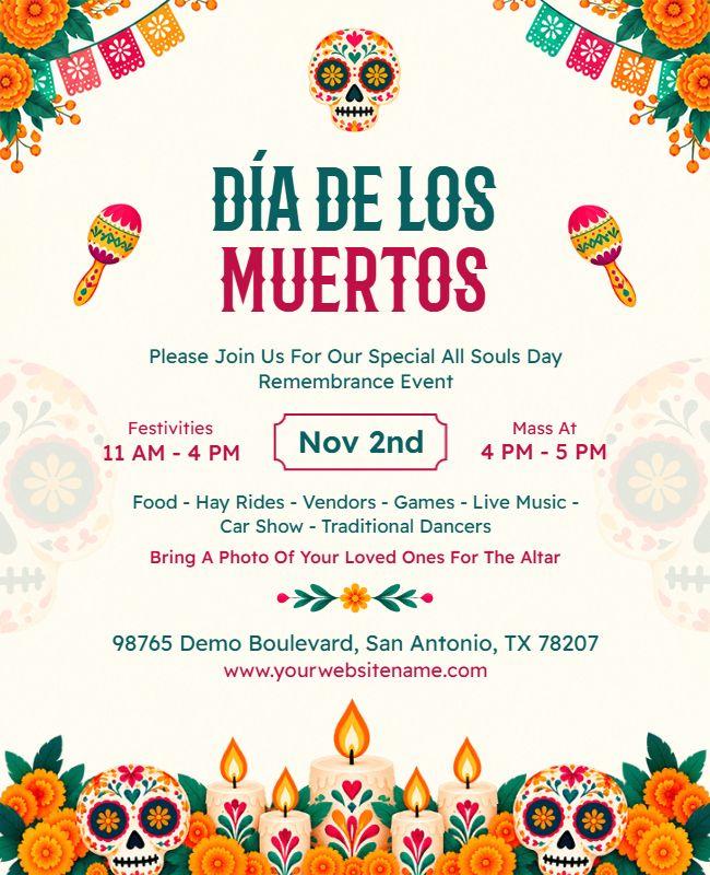 Dia De Los Muertos Remembrance Event Flyer Template