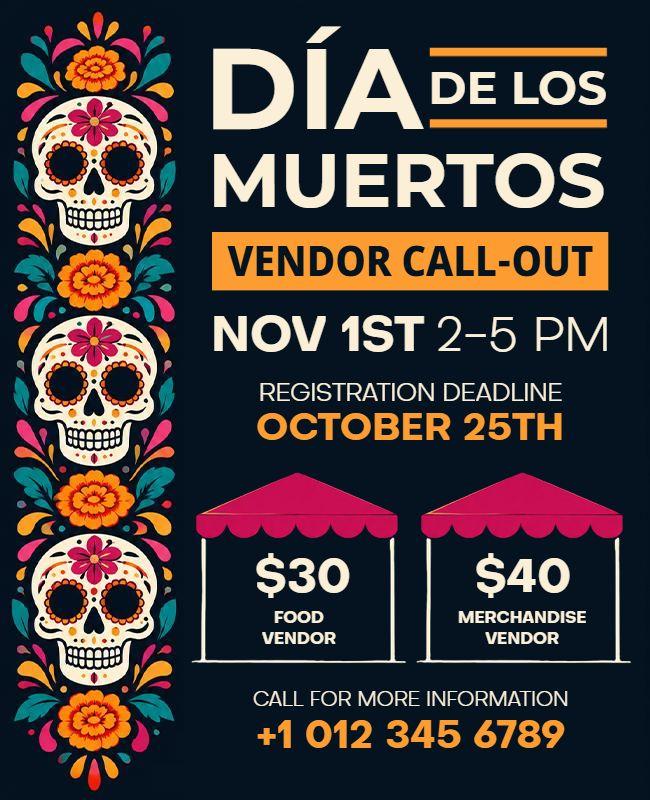Dia De Los Muertos Vendor Call-Out Flyer Template