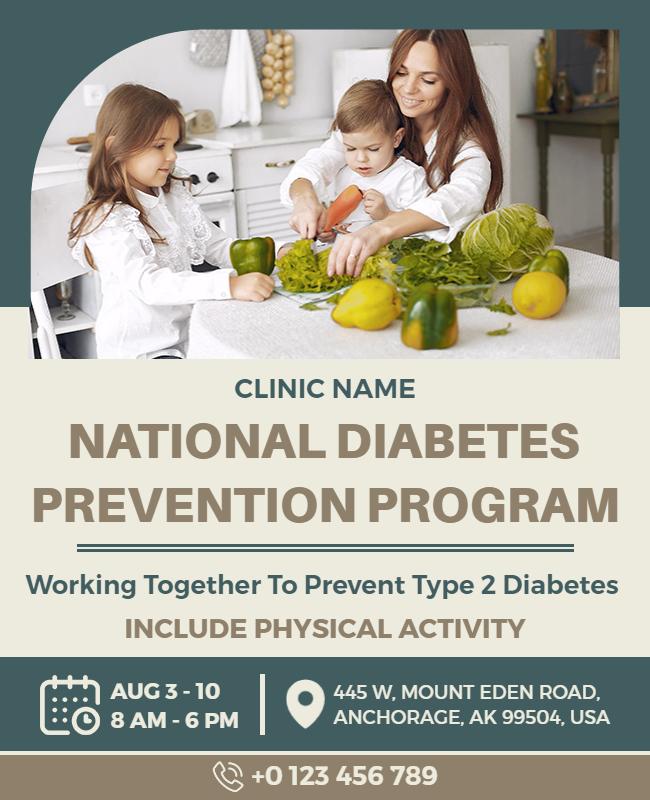 Diabetes Prevention Program Health Awareness Flyer Template