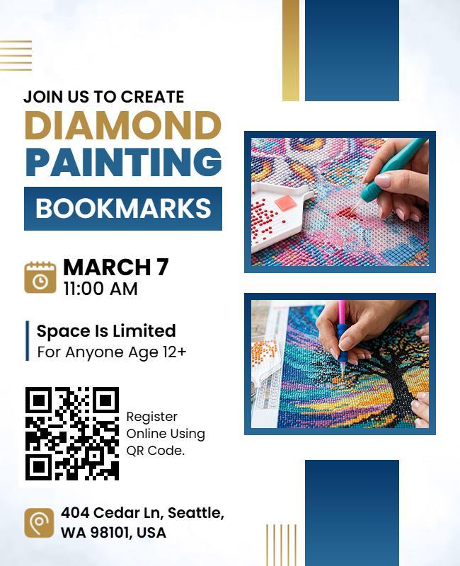 Diamond Painting Bookmark Workshop Flyer Template